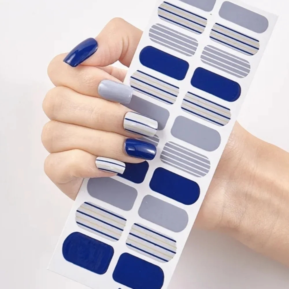 Trendy Full Nail Stickers, striped Pattern Full Wrap Nail Stickers